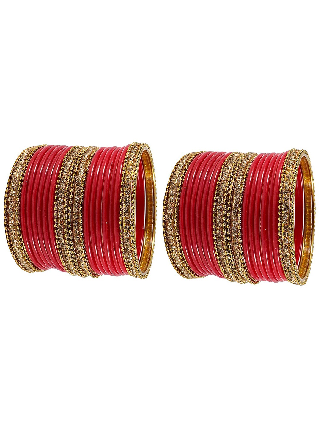 

ZULKA Set OF 12 Glass With Texture Pattern Design and Glossy Finished Kada, Multi