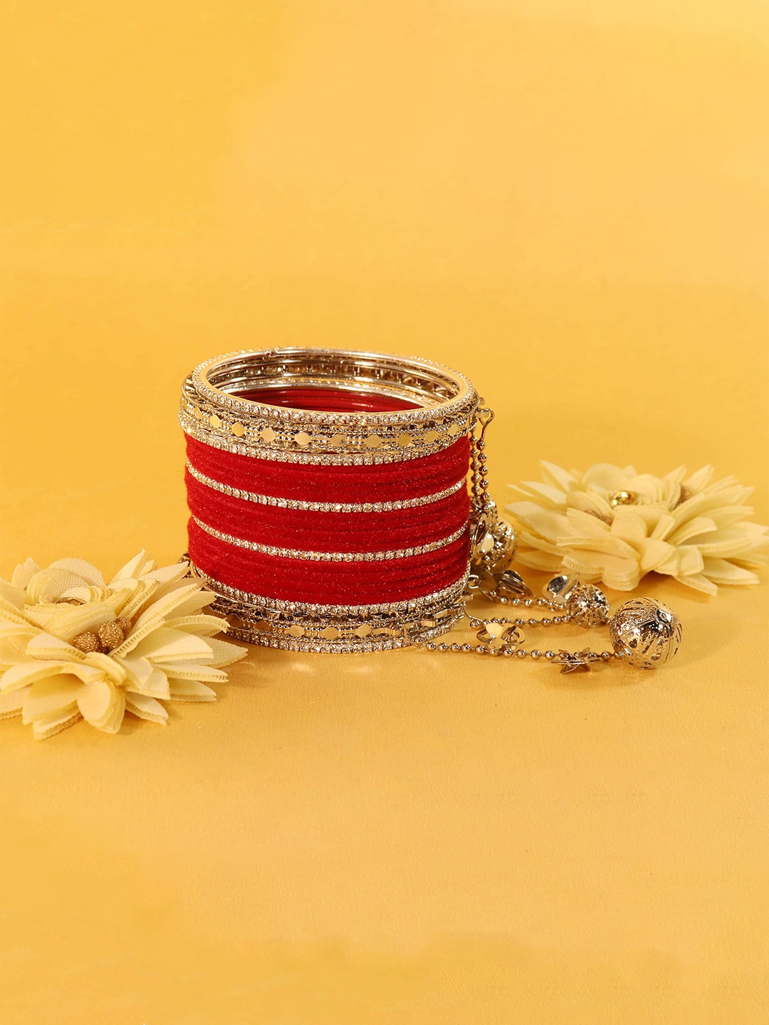 

ZULKA Set of 32 Metal Zircon Stone Bangles, Maroon