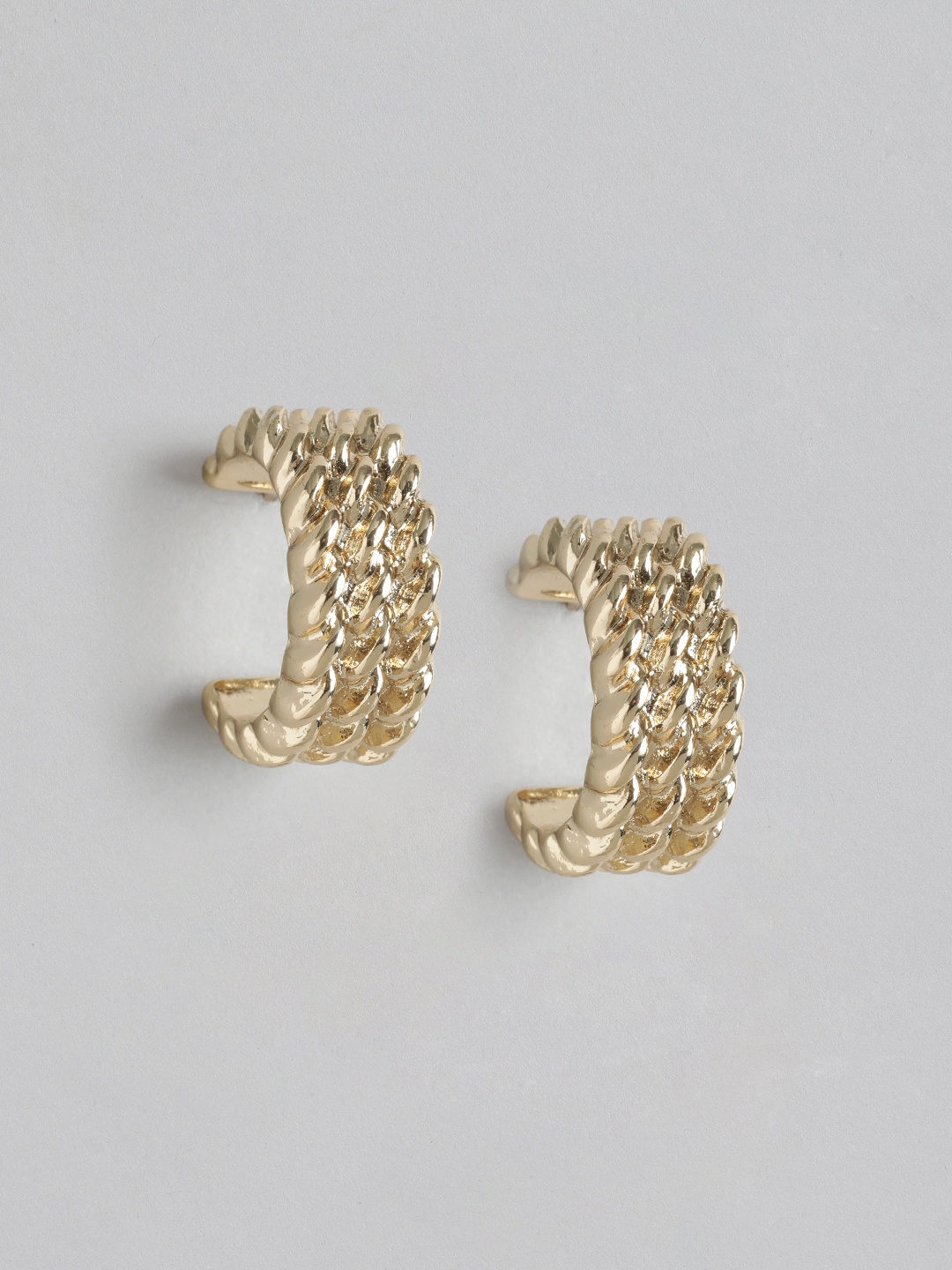 

Forever New Gold Plated Textured Classic Half Hoop Earrings