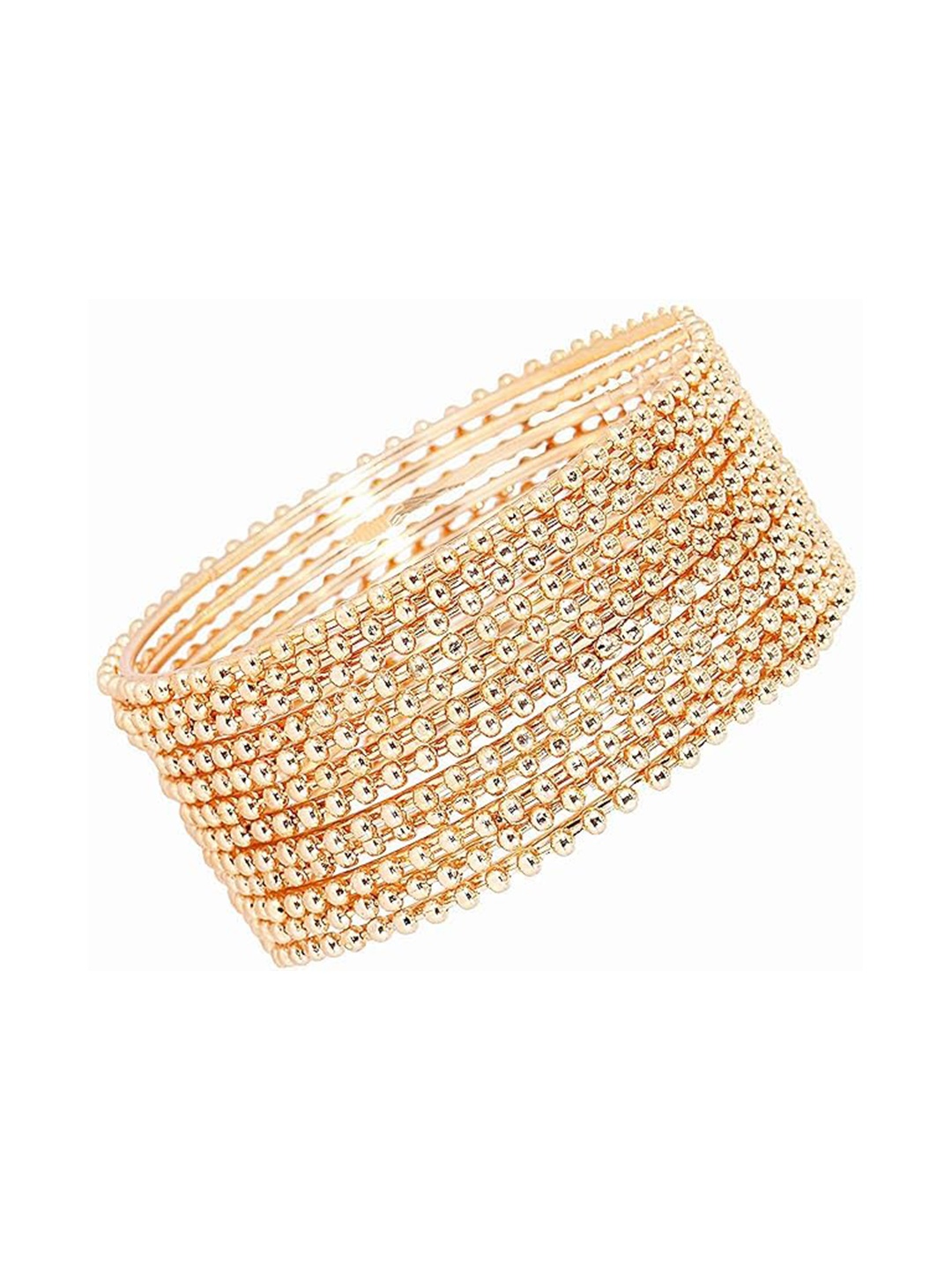 

ZULKA Set of 4 Silver-Plated Non-Precious Glossy Finished Kada Bangles, Gold