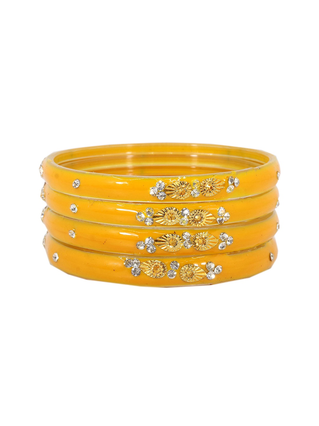 

ZULKA Set Of 24 Bangles Non Precious Metal and Silk Thread Latkan Bangle, Peach