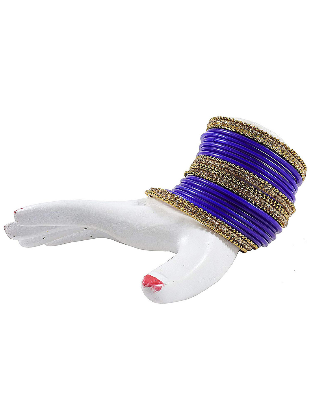

ZULKA Set OF 48 Solid Glass Zircon Gemstone worked Bangle, Blue