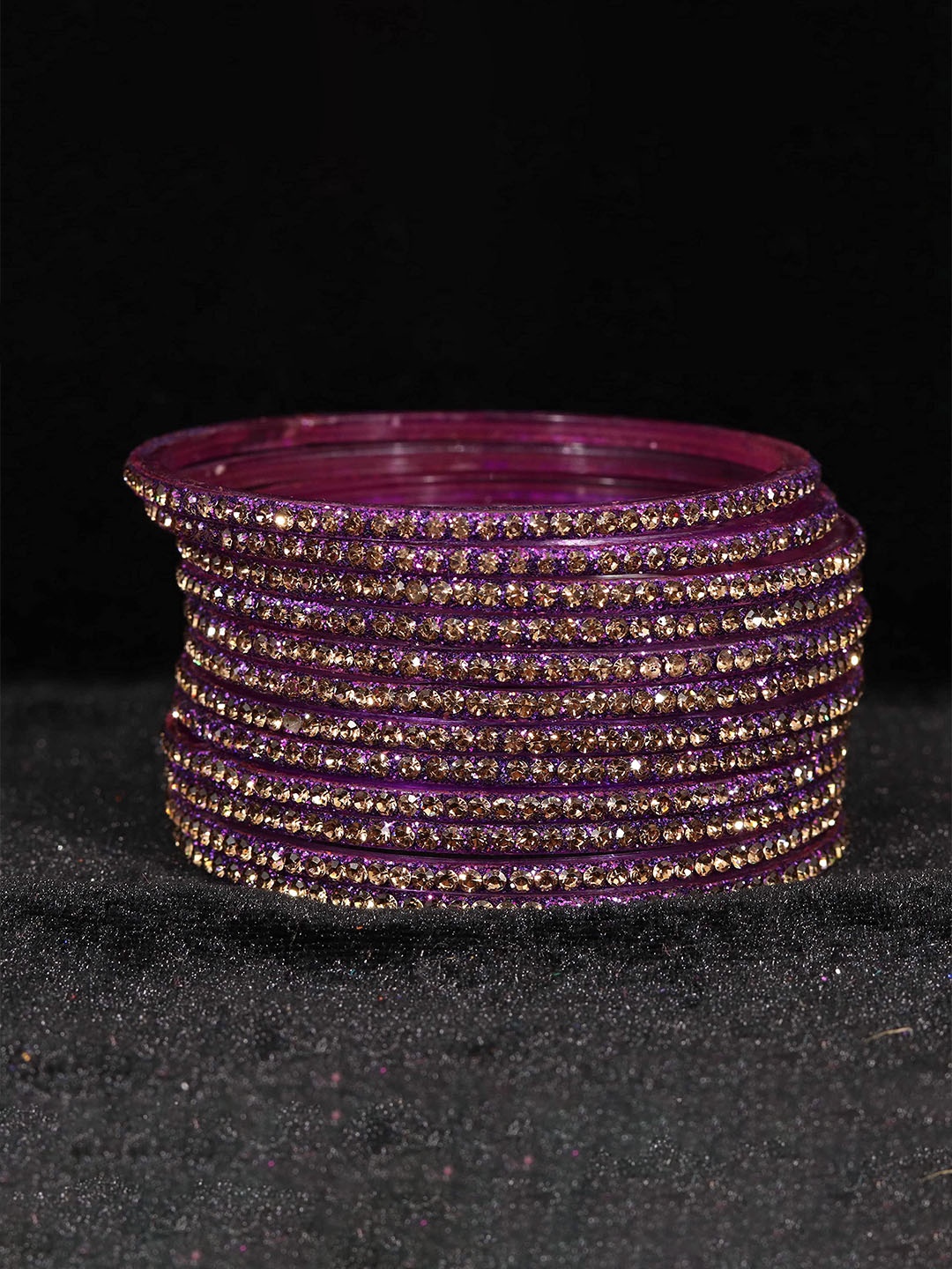 

ZULKA Set of 10 Stylish Plain Glass Bangles, Purple