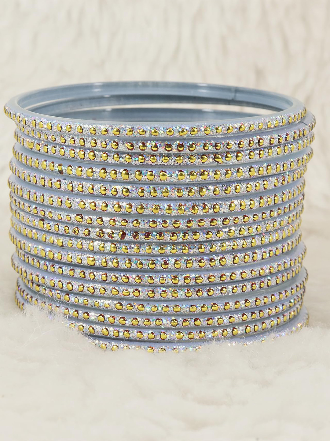 

ZULKA Set of 36 Glass Bangles with Golden Polka Dots & Glitter | Fancy Bangles, Peach