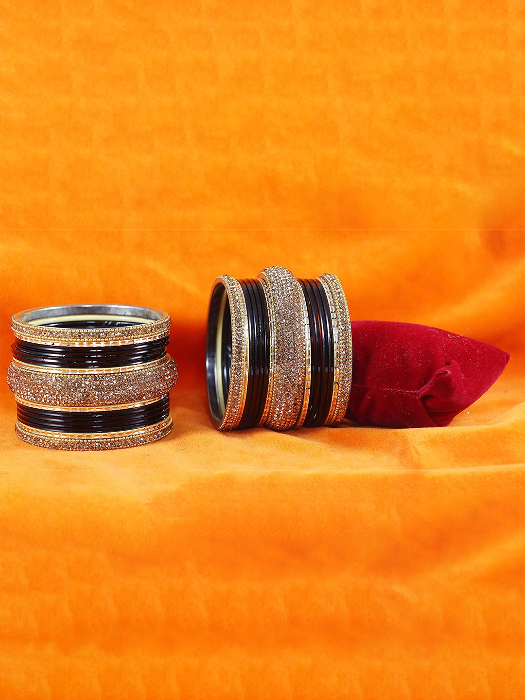 

ZULKA Set of 30 Alloy with Zircon Gemstone Studded Linked with Ball Chain Bangles Set, Green