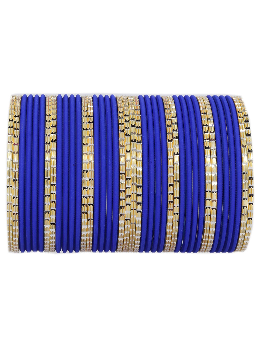 

ZULKA Set of 40 Metal Engraved Pattern Glossy with Matte Finished Bangle, Blue
