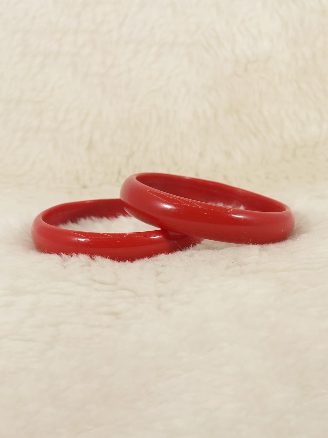 

ZULKA Set of 2 Plain Glass Bangles, Red