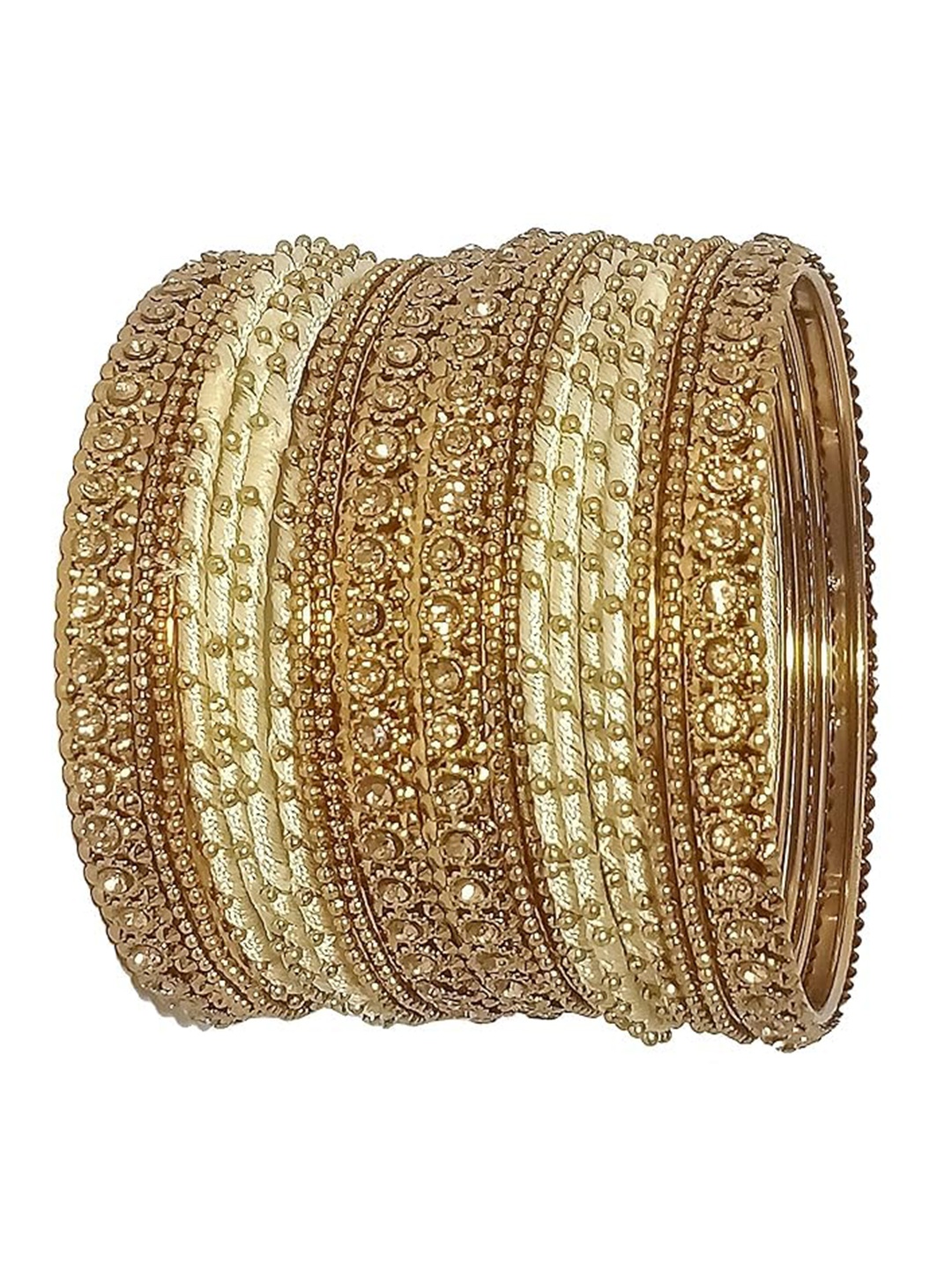 

ZULKA Set of 8 Glass with Diamond Engraved Pattern Bangles Kadaa, Green