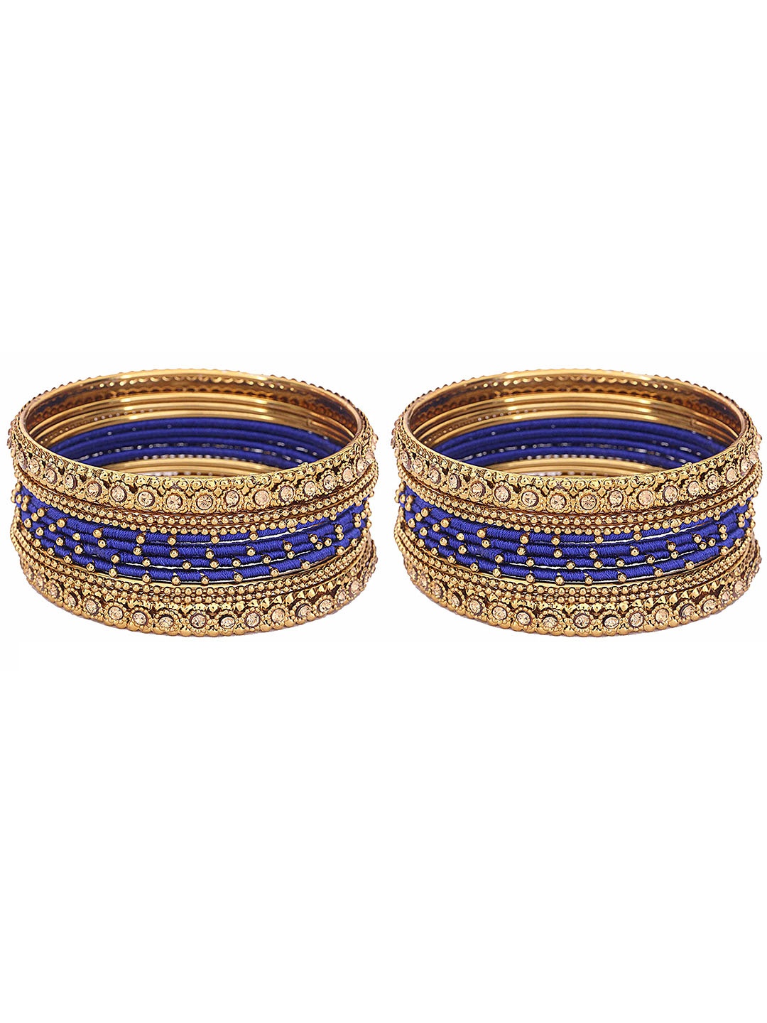 

ZULKA Set of 28 Metal With Zircon Gemstone Studded Traditional Bangles, Green