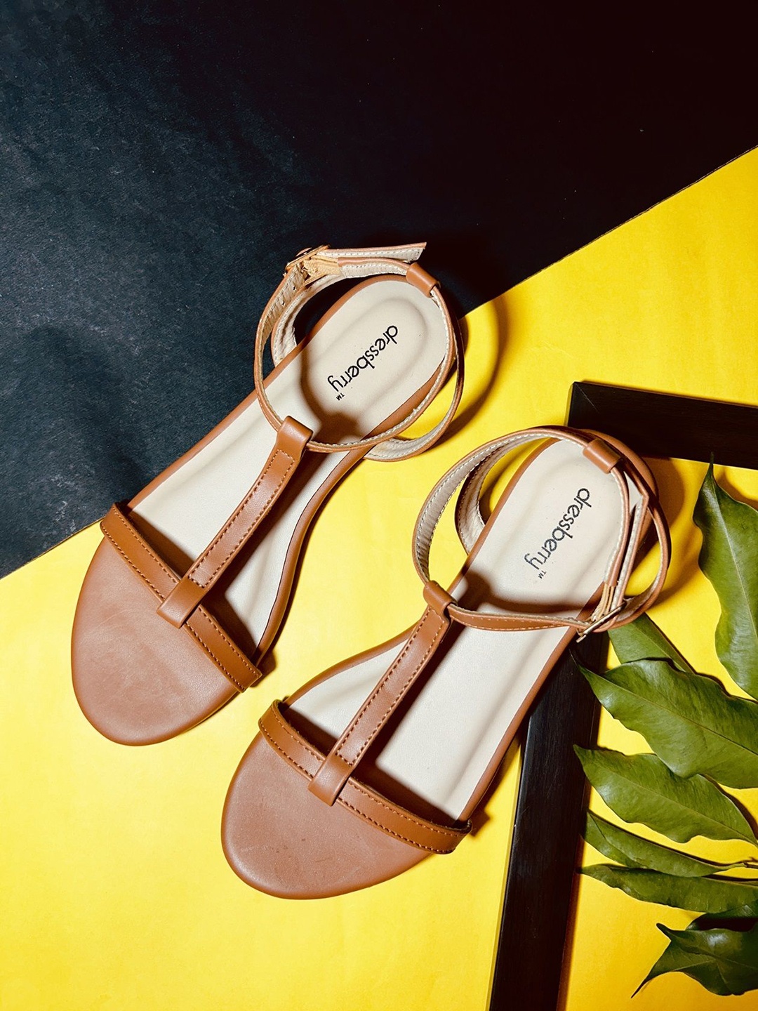 

DressBerry Women Open Toe Flats, Brown
