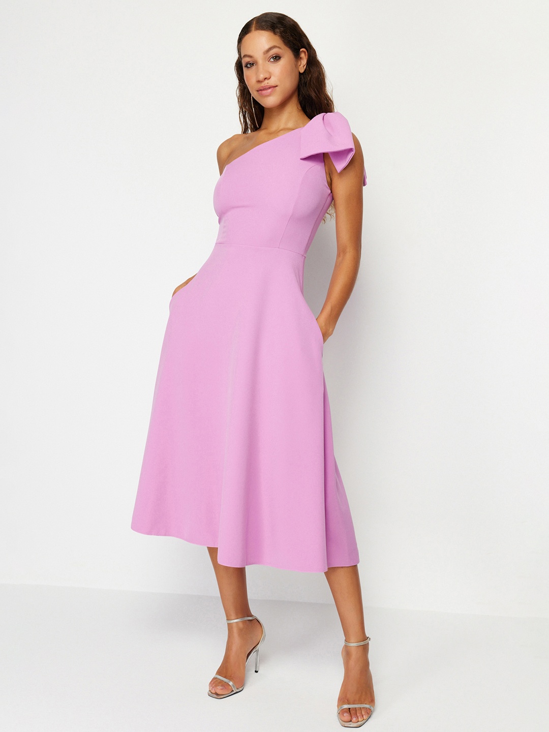 

Trendyol Fit & Flare Midi Dress, Purple