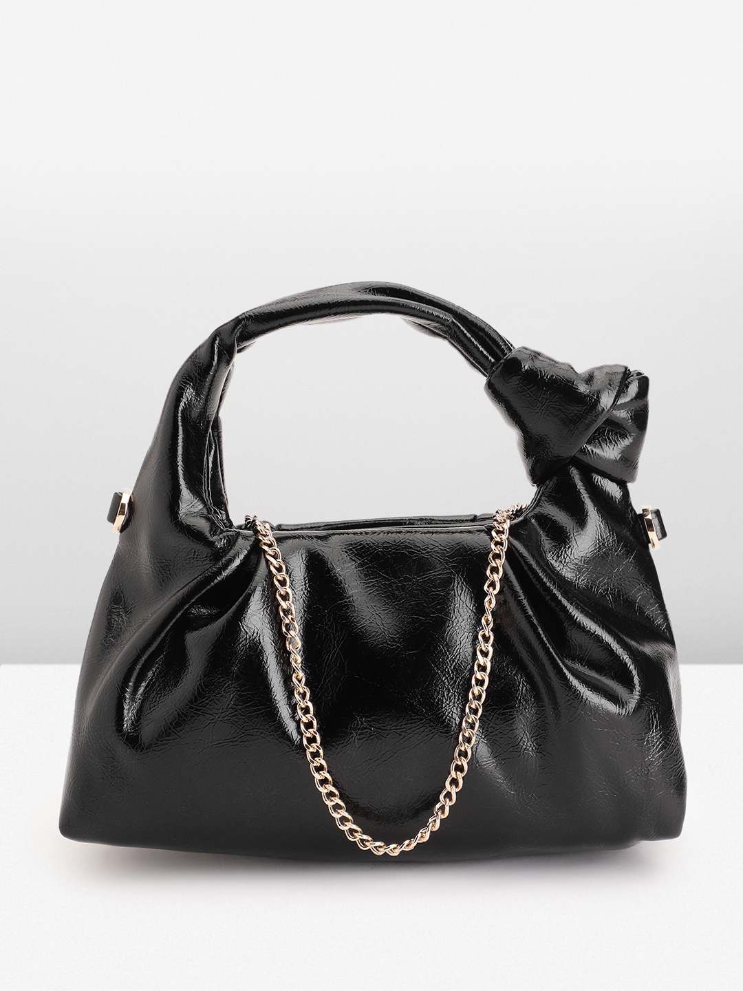 

MANGO Women Ruched Detail Small-Sized Structured Handheld Bag, Black