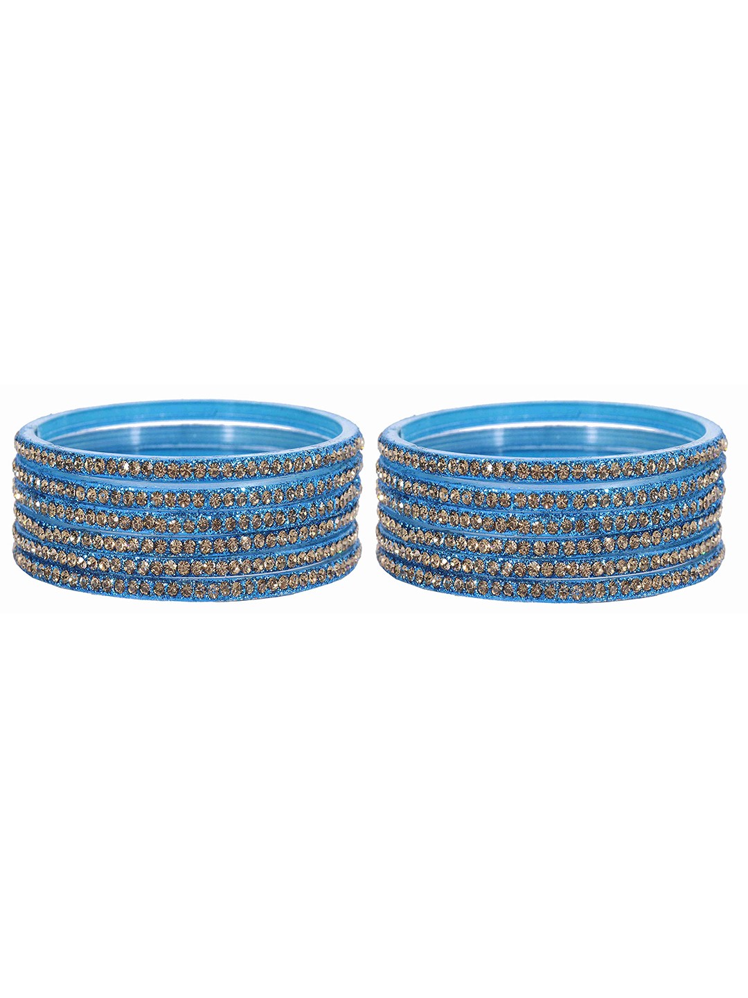 

ZULKA Set Of 12 Artificial Stones and Beads Beaded Bangle, Blue
