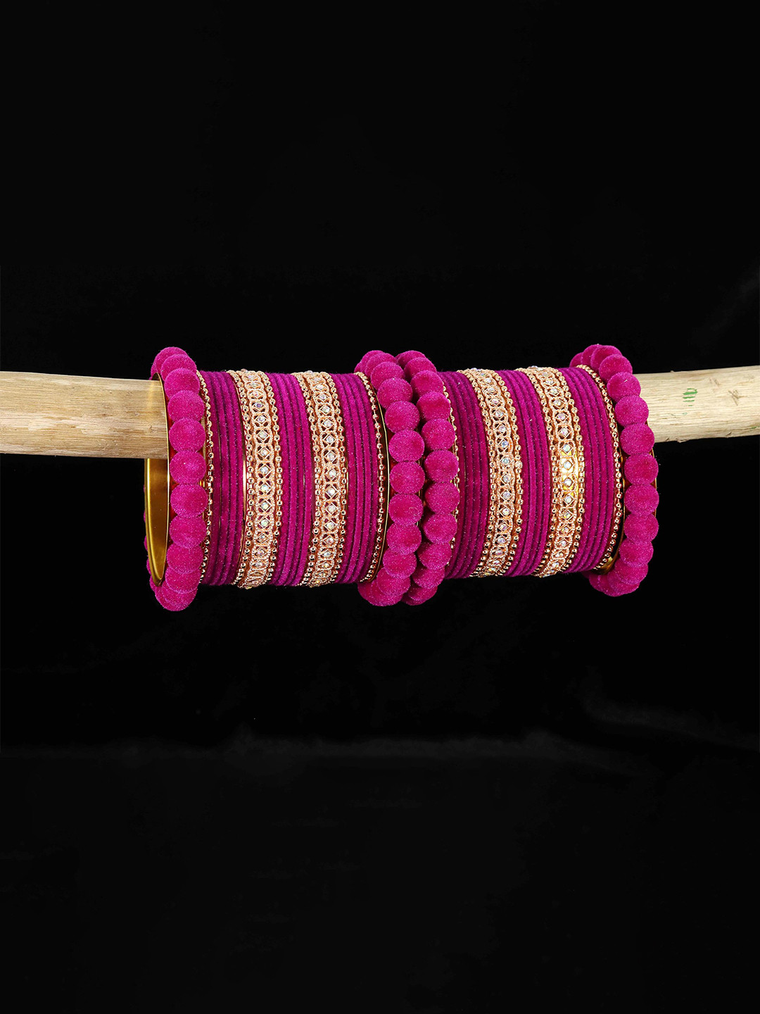 

ZULKA Set of 38 Stylish Metal Bangles Chuda with Zircon Diamond & Bells Latkan |, Blue