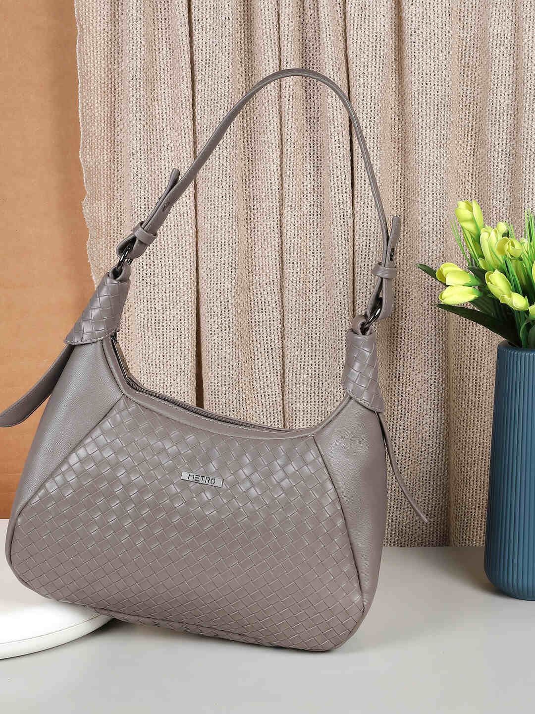 

Metro Women Textured Half Moon Hobo Bag, Grey