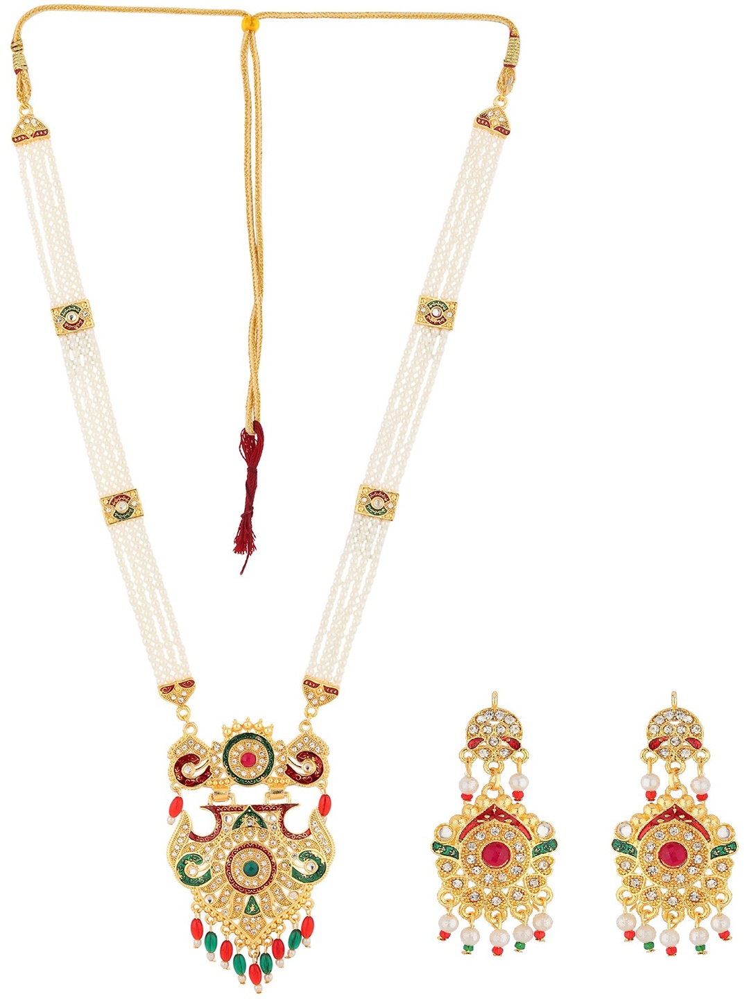 

RHOSYN Sterling Silver Gold Plated CZ Stone Studded & Beaded Jewellery Set