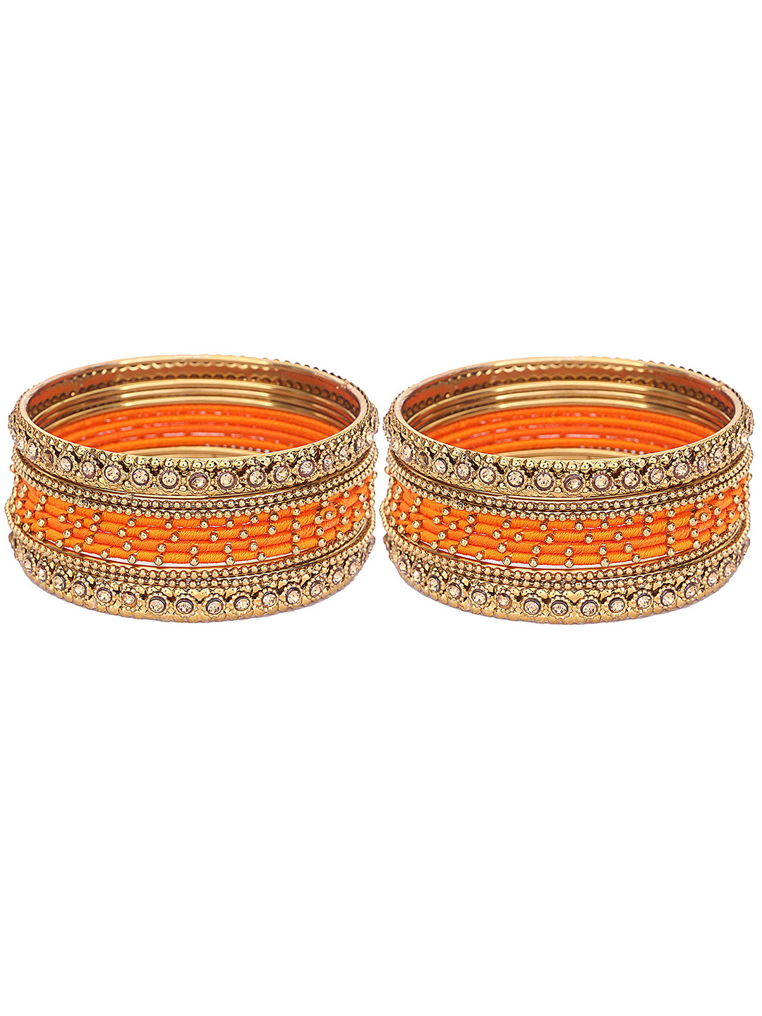 

ZULKA Set of 28 Metal With Zircon Gemstone Studded Traditional Bangle, Gold