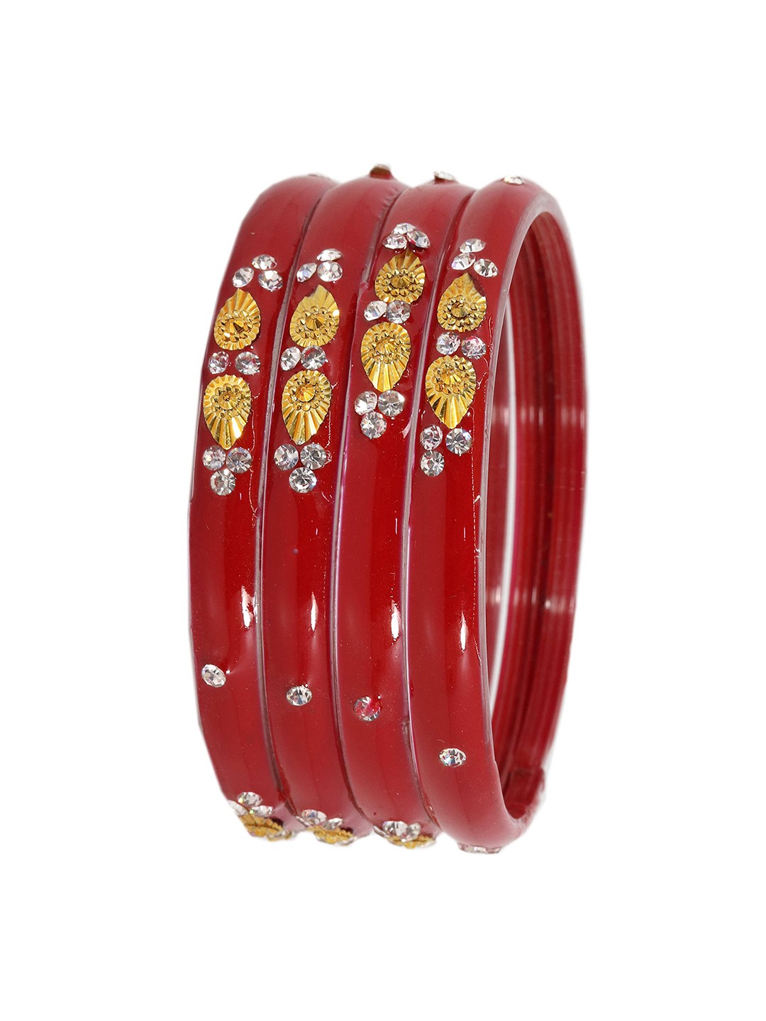 

ZULKA Set Of 12 Bangles Non Precious Metal and Silk Thread Latkan Bangle, Orange