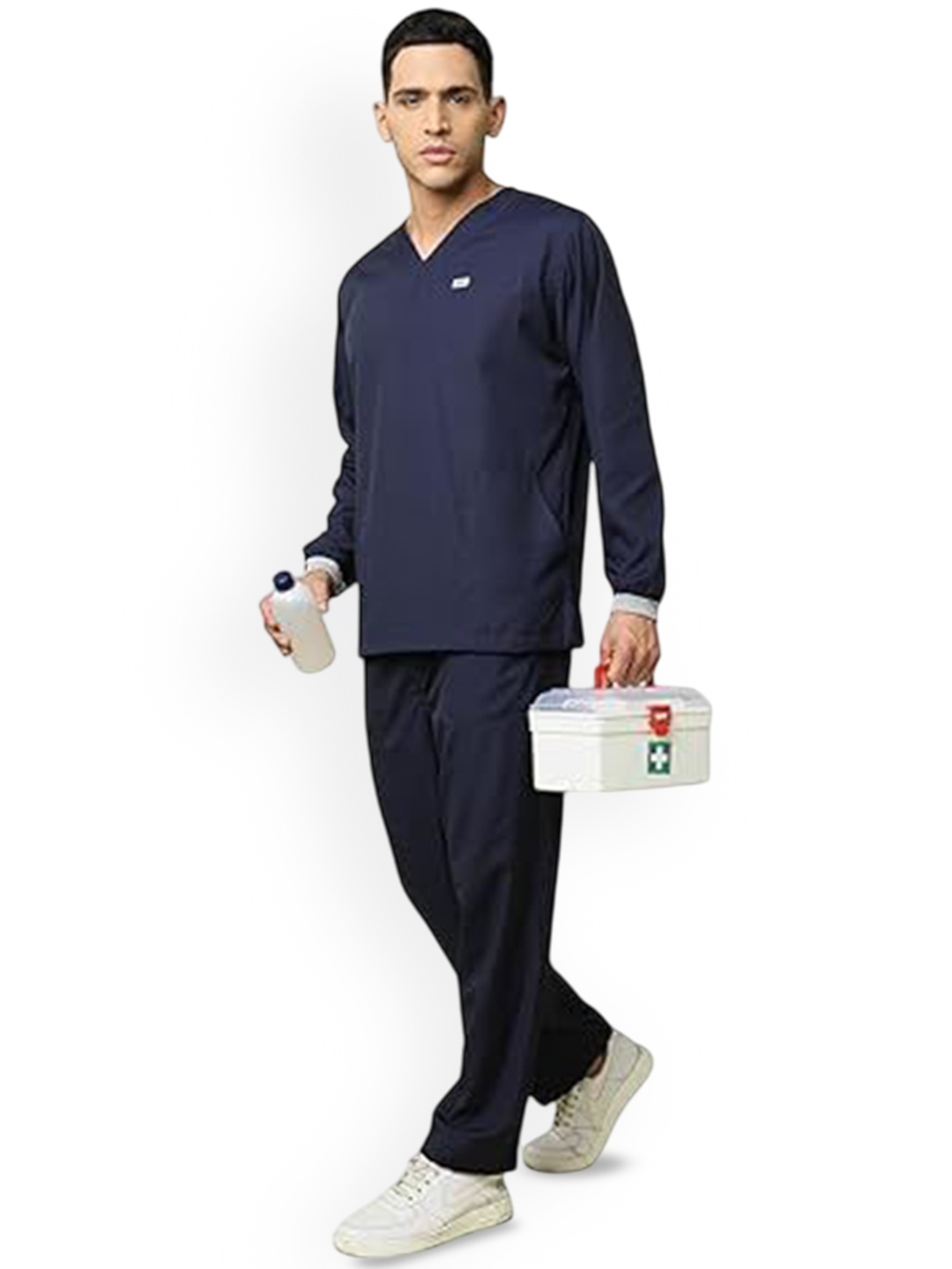 

KNYA Men Long Sleeve Scrub Suit, Navy blue