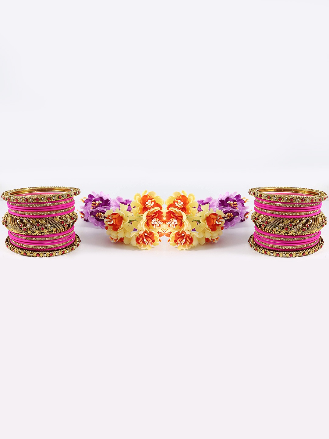 

ZULKA Set of 30 Zircon Gemstone Studded Bangle, Magenta