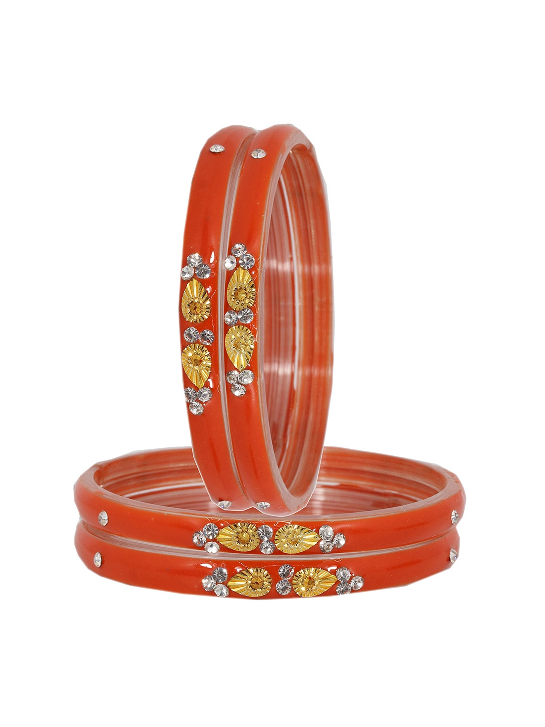 

ZULKA Set Of 24 Bangles Non Precious Metal and Silk Thread Latkan Bangle, Red