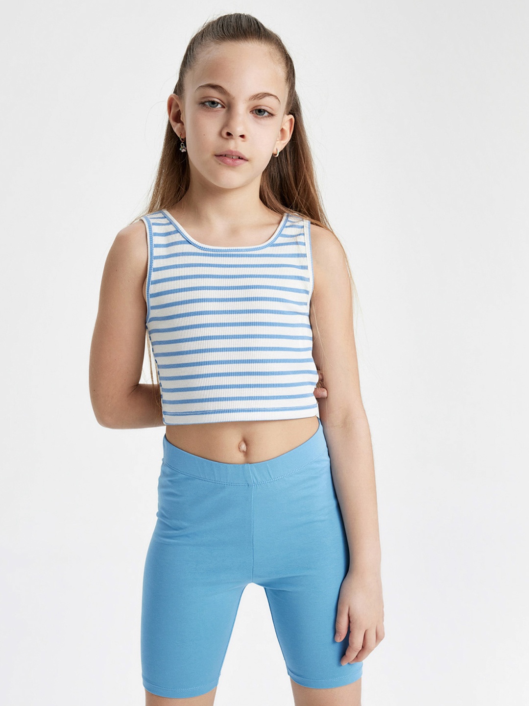 

DeFacto Girls Striped Crop Top, White