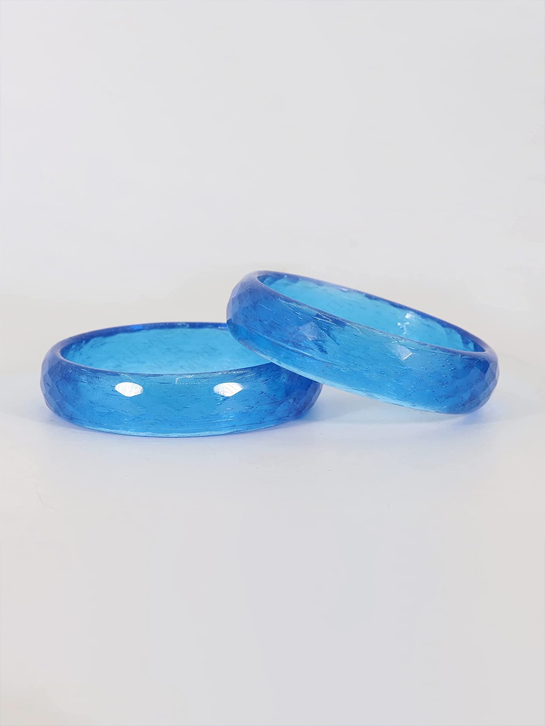 

ZULKA Set Of 8 Zircon Gemstone Glass Bangles, Blue