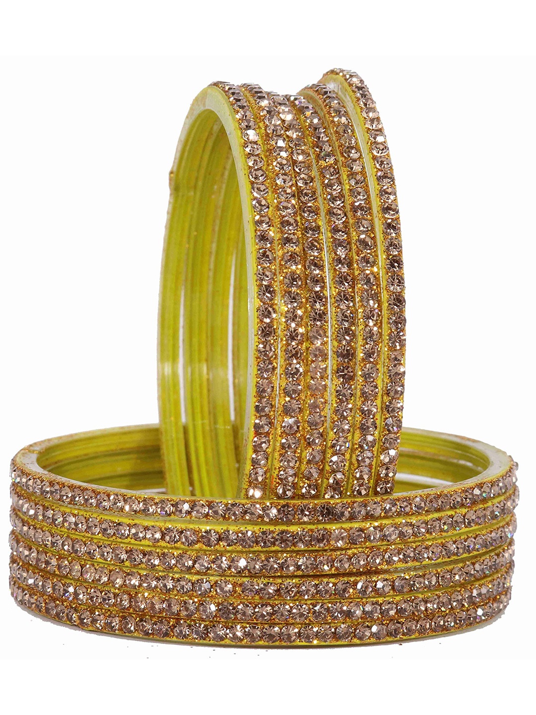 

ZULKA Set of 10 Stylish Glass Kada Banglesna, Gold