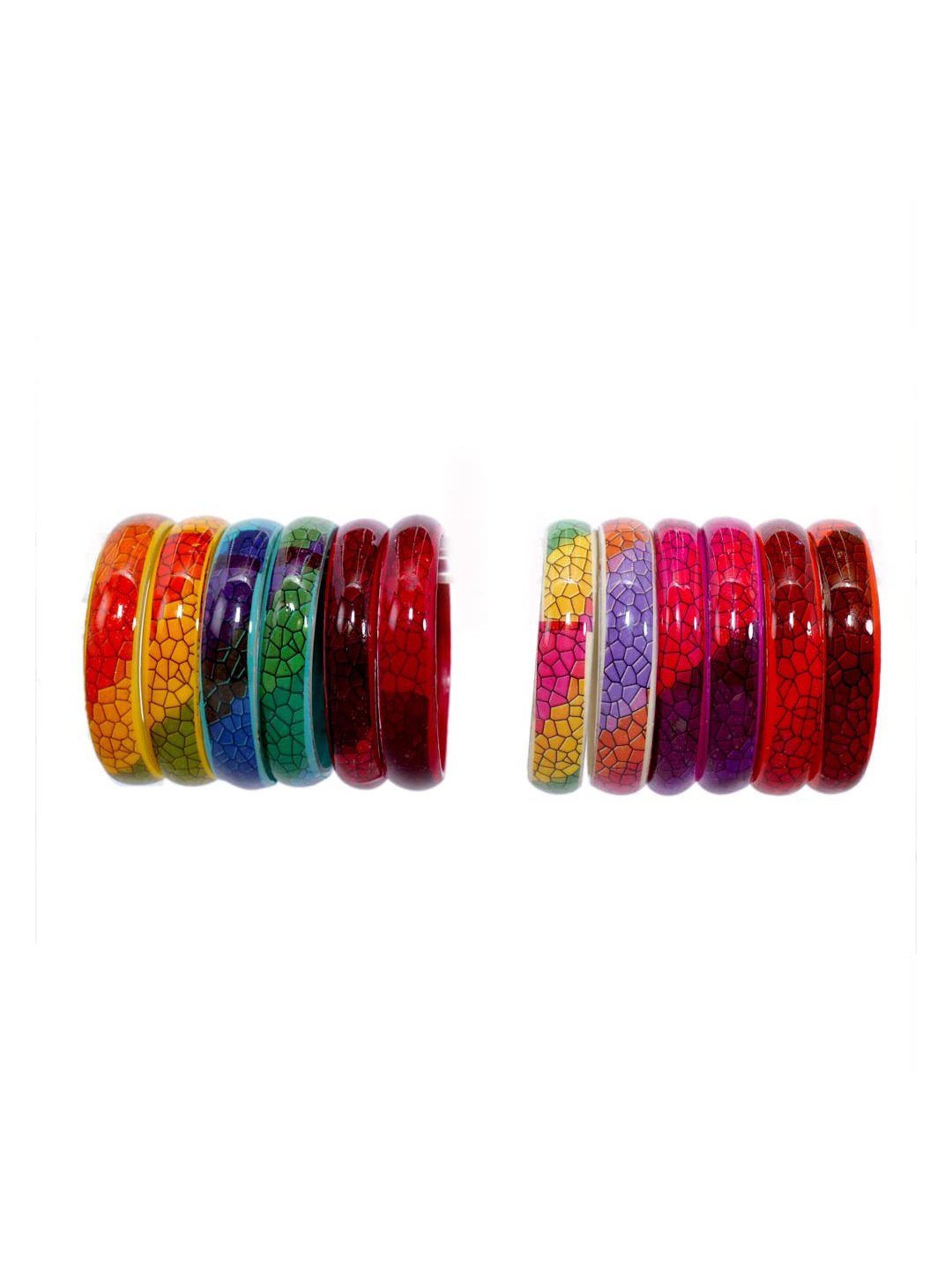 

ZULKA Set Of 48 Zircon Gemstone Traditional and Plain Glass Bangle, Multi