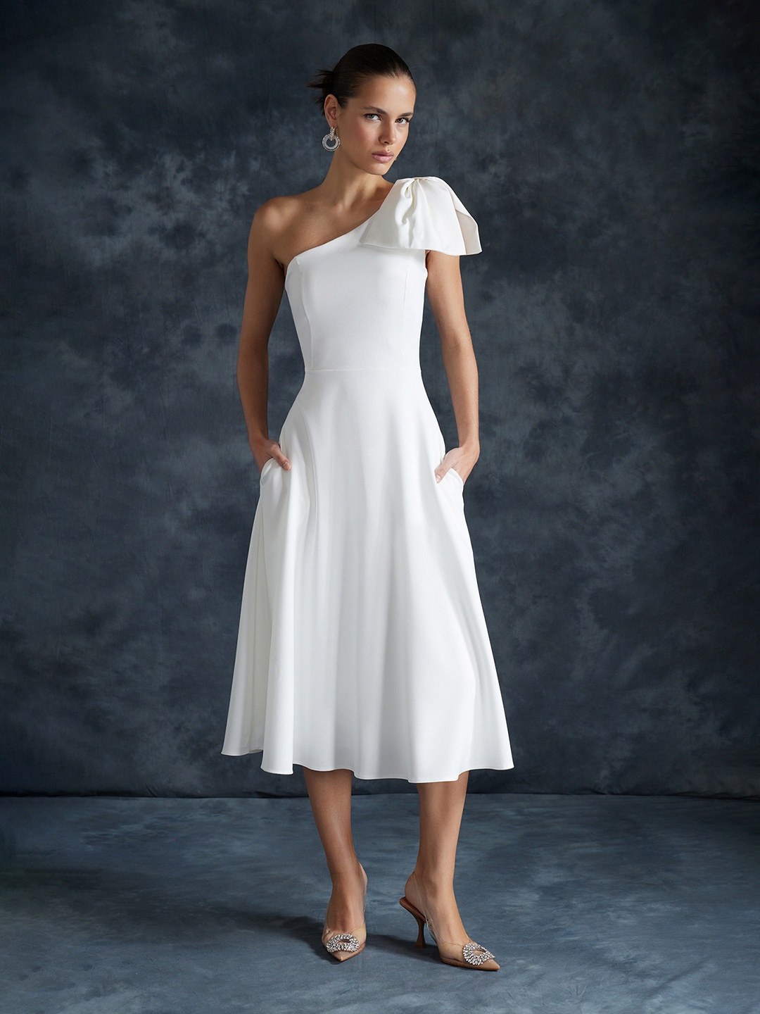 

Trendyol Fit & Flare Midi Dress, White