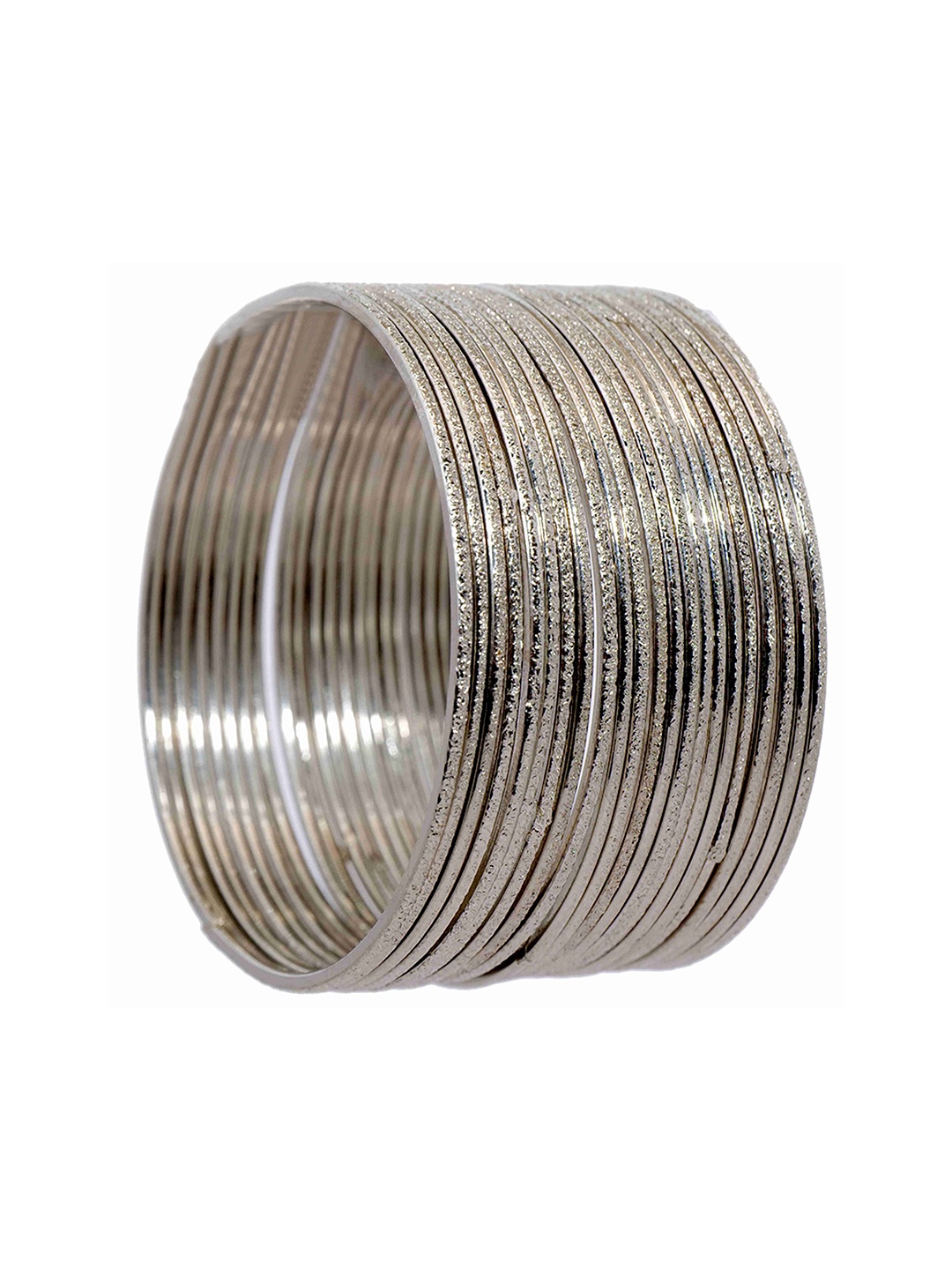

ZULKA Set OF 24 Silver Non-Precious Metal Base and Textured Finished Bangles