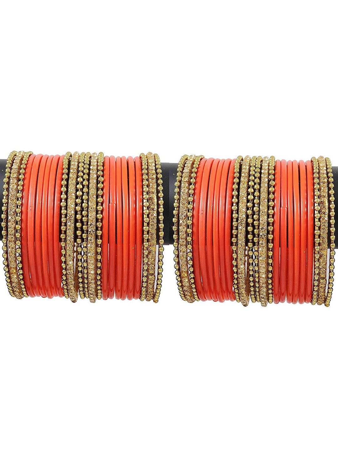 

ZULKA Set OF 48 Glass Zircon Gemstone Worked Bangle, Red