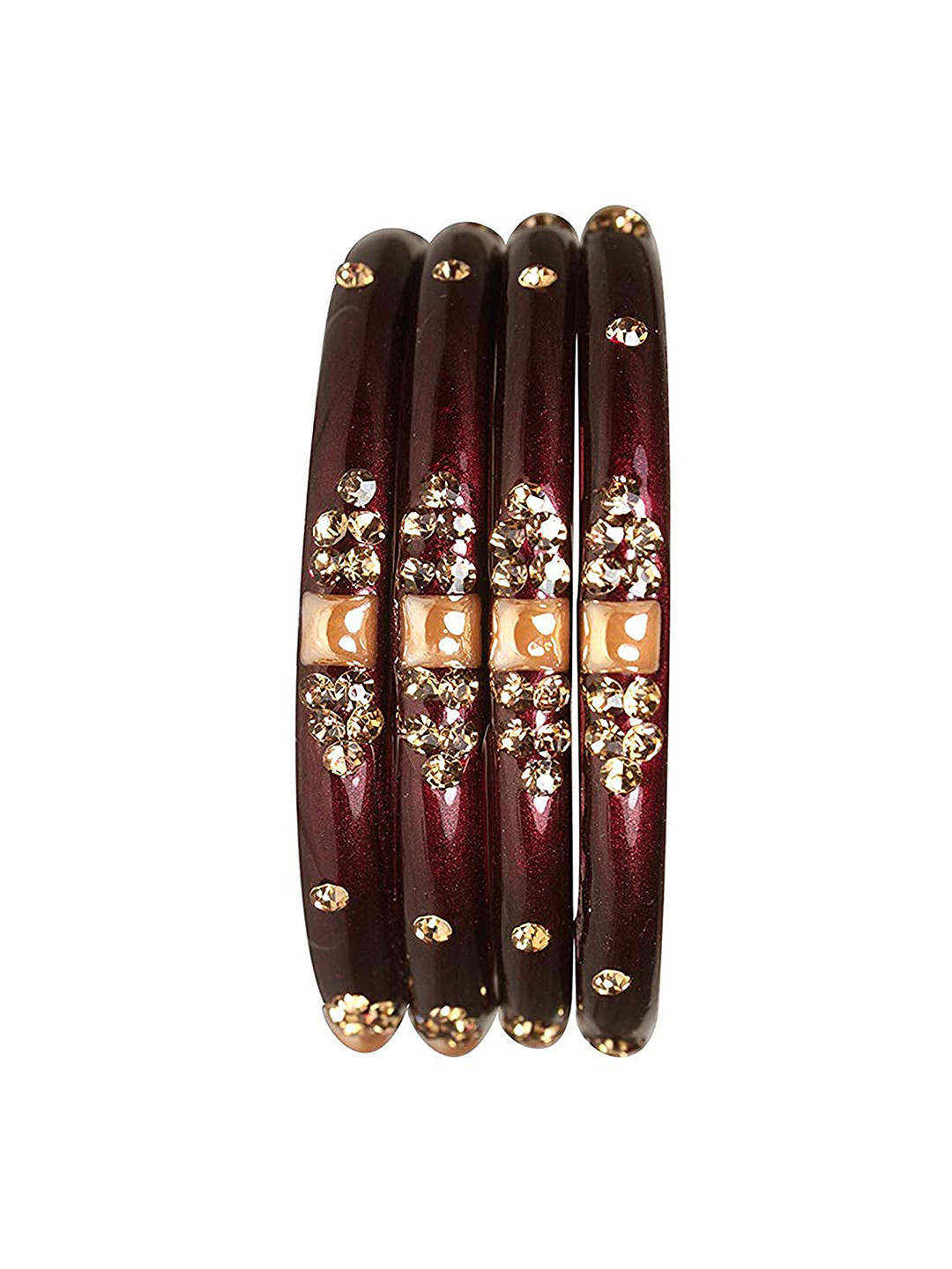 

ZULKA Set Of 12 Bangles Non Precious Metal and Silk Thread Latkan Bangle, Red