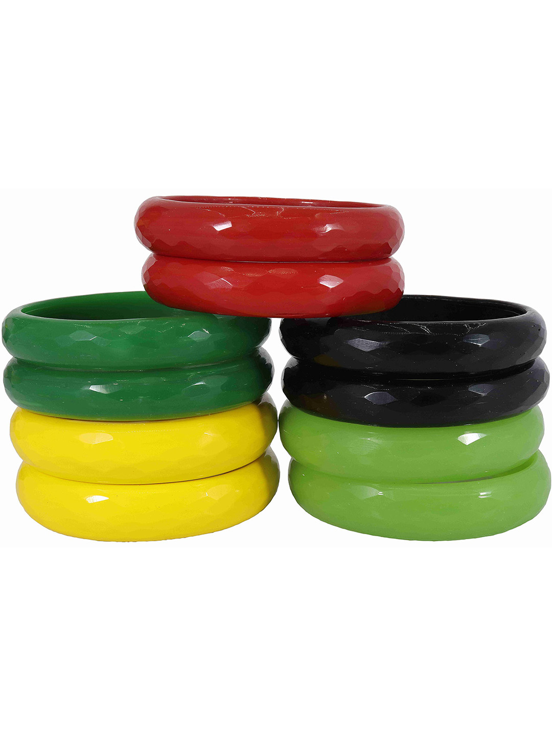 

ZULKA Set of 4 Glossy Finish Glass Bangles, Multi