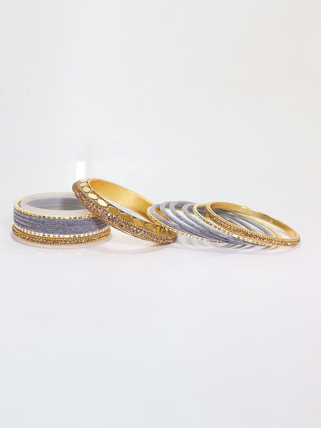 

ZULKA Set of 60 Gold Plated Metal Bangles Chuda with Zircon Stone & Beads, Maroon