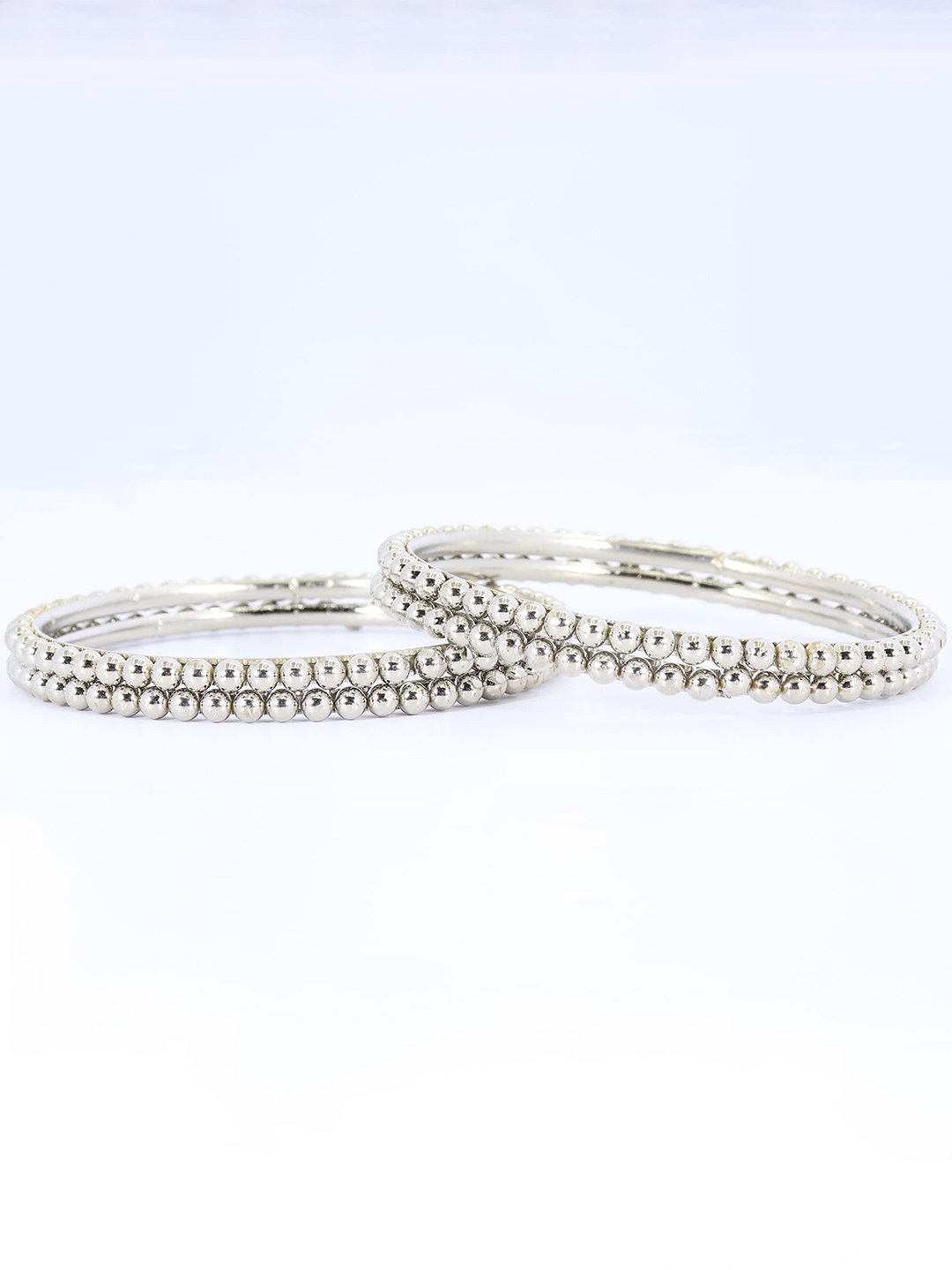 

ZULKA Set of 8 Non-Precious Metal Base Metal and Linked with Ball Chain Kada Bangles, Grey