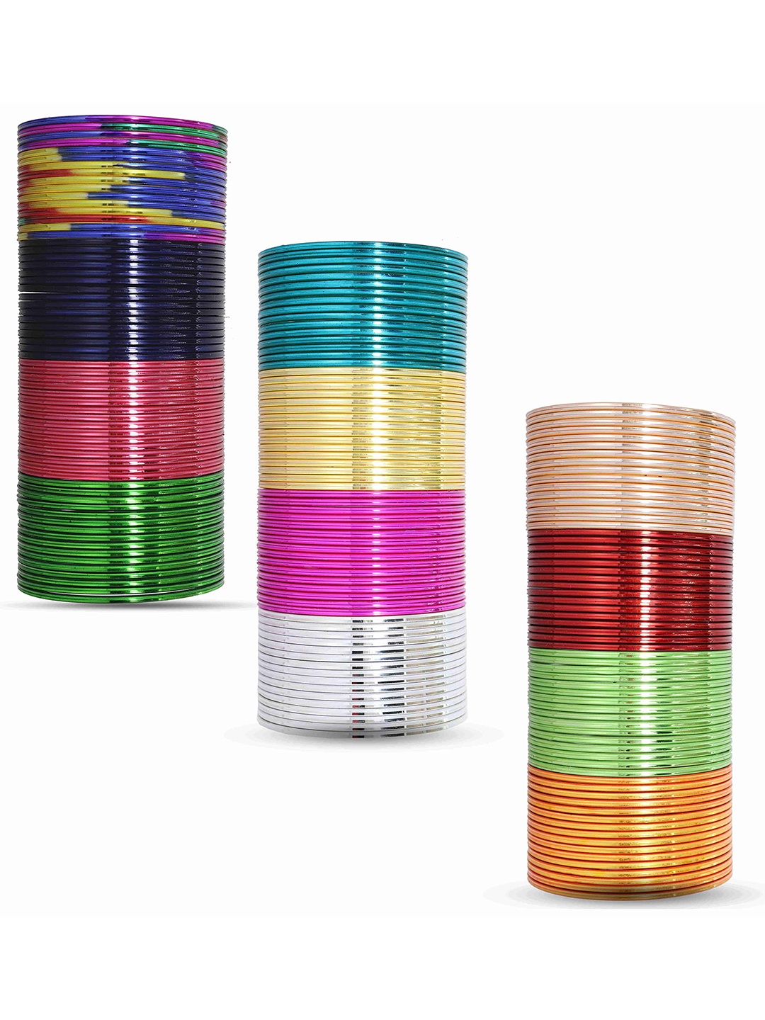 

ZULKA Set of 12 Glass Bangles Kada with Feather Printed Design | Glass Kada, Multi