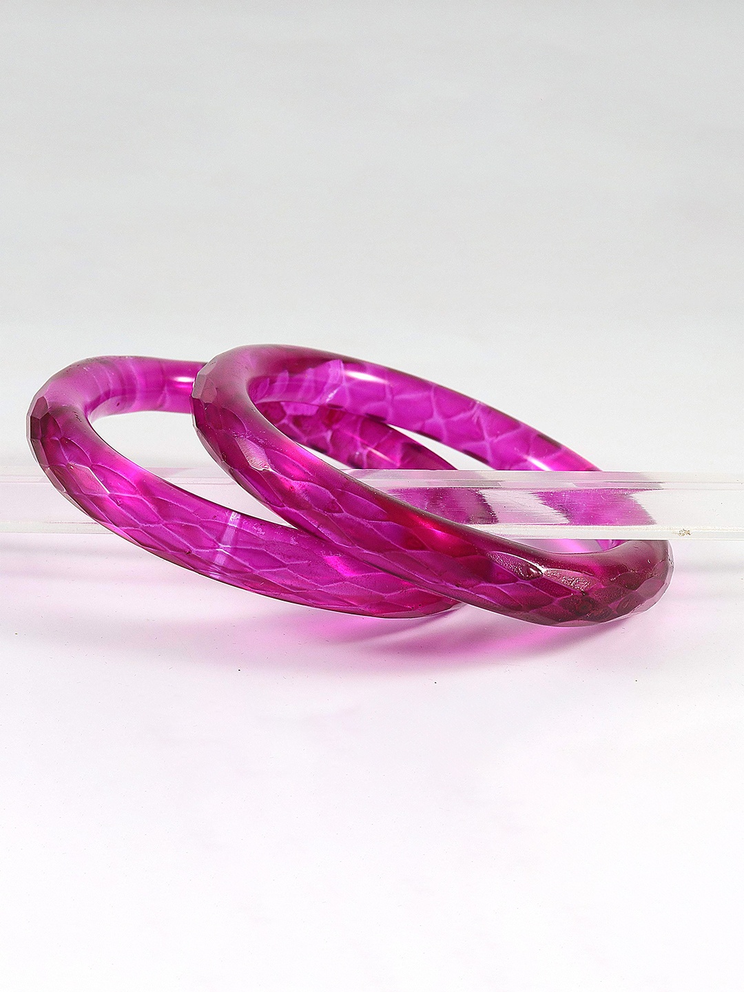 

ZULKA Set Of 2 Textured Bangles, Pink