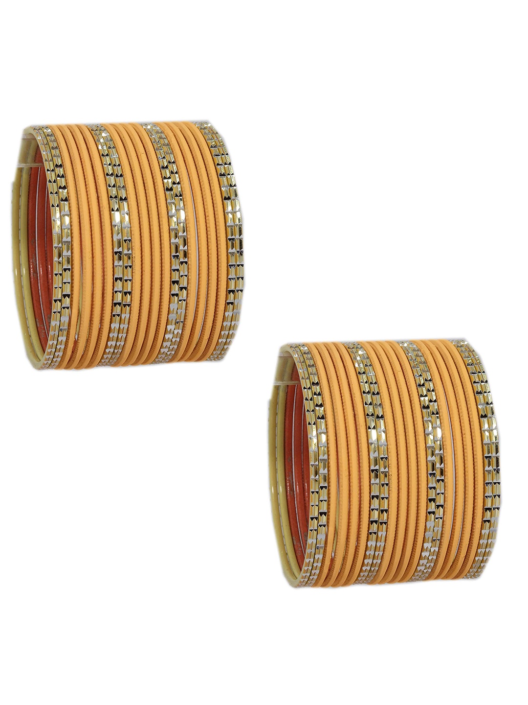 

ZULKA Set of 40 Metal Engraved Pattern Bangle, Peach