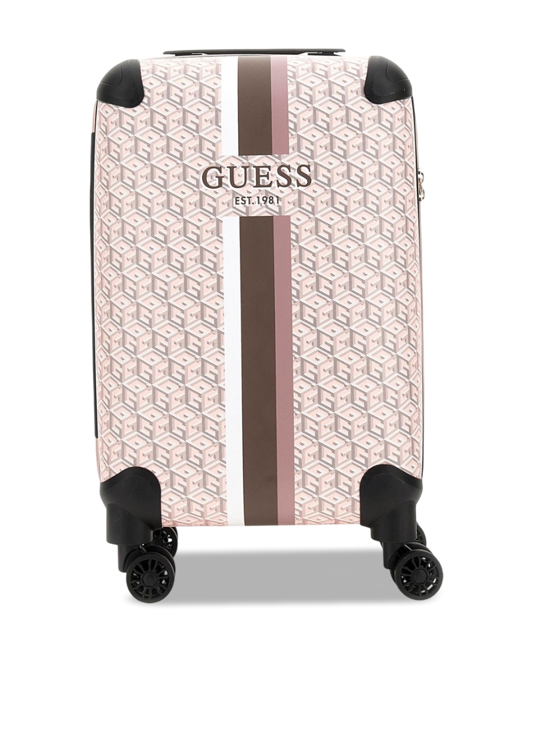 

GUESS Women Printed Hard-Sided Medium Trolley Bag, Peach