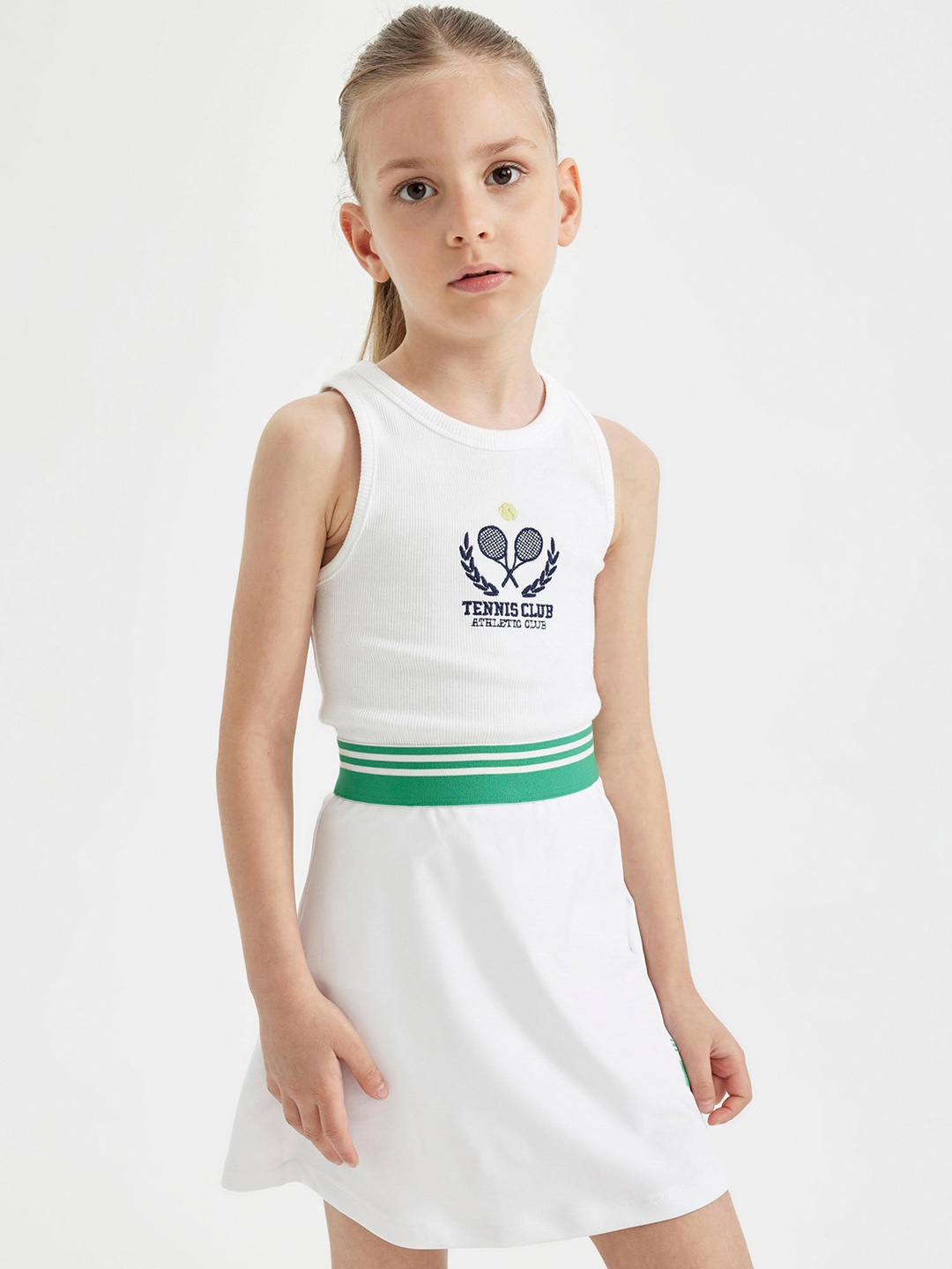 

DeFacto Girls Printed Cotton Top, White
