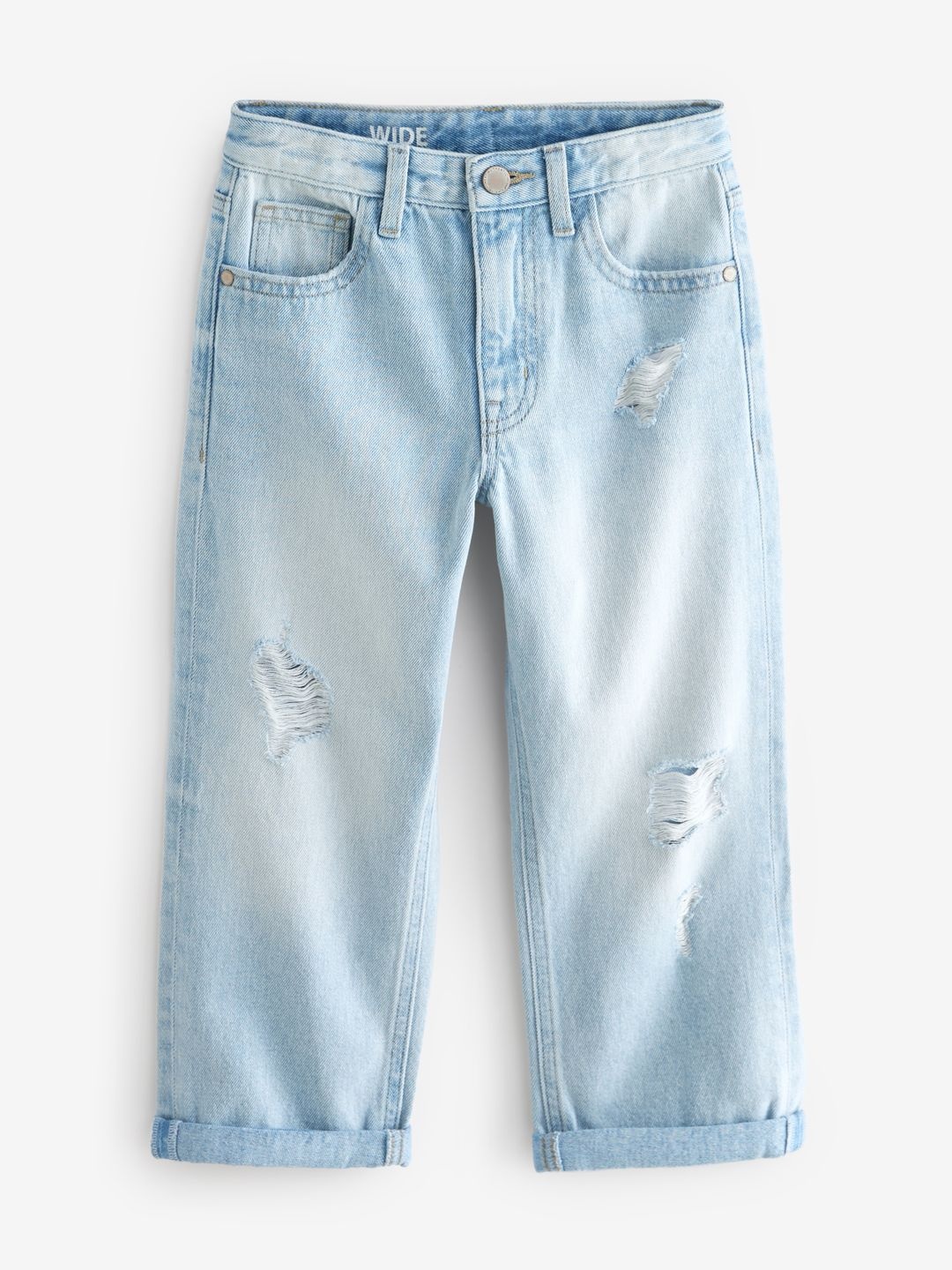 

NEXT Boys Wide Leg Mildly Distressed Fade Jeans, Blue