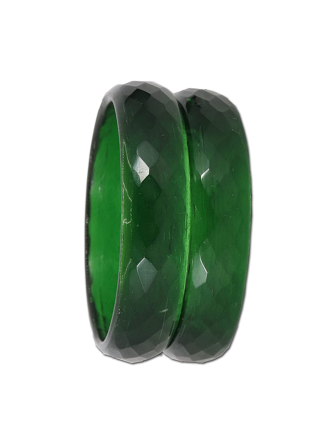 

ZULKA Set of 4 Glass and Zircon Gemstone Studded with Beads Kada/Bangle, Green