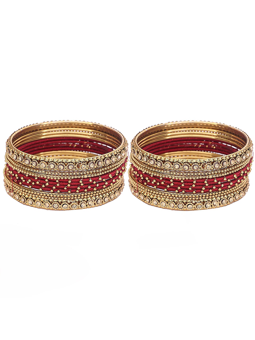 

ZULKA Set of 28 Metal With Zircon Gemstone Studded Traditional Bangle, Blue