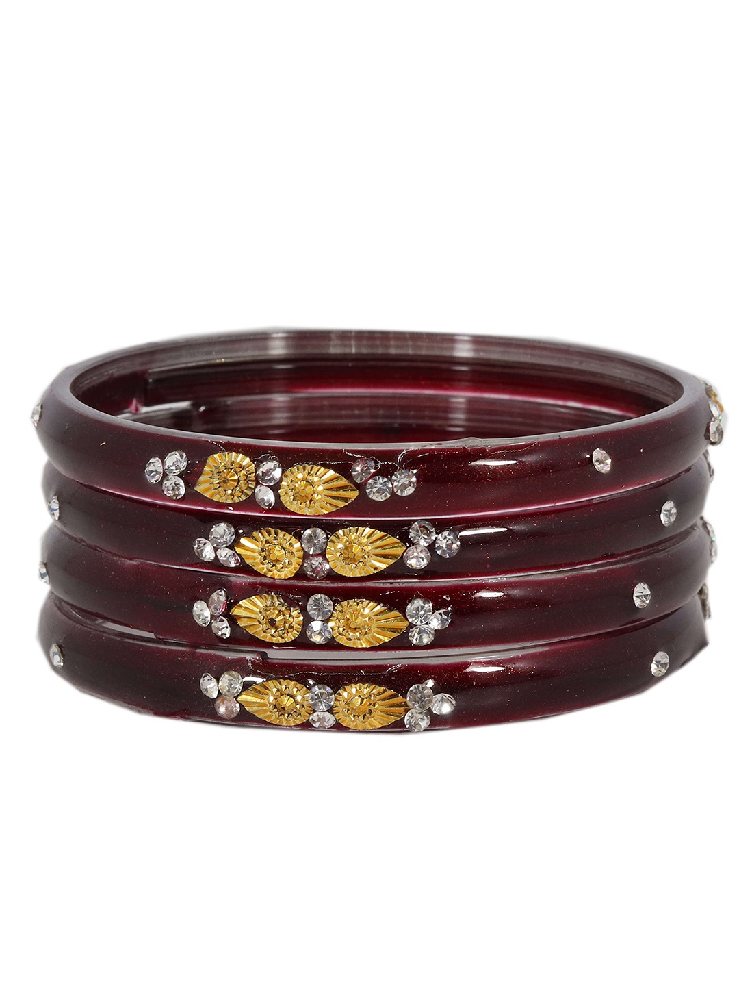 

ZULKA Set Of 24 Bangles Non Precious Metal and Silk Thread Latkan Bangle, Multi