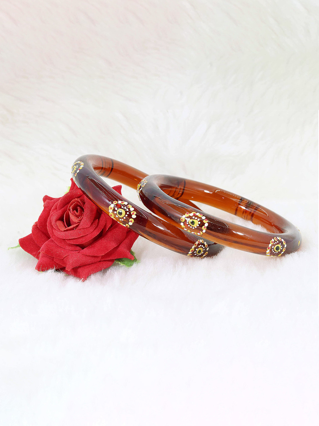 

ZULKA Set of 2 Glass with Polka Dots Printed Sleek Design Kada, Red
