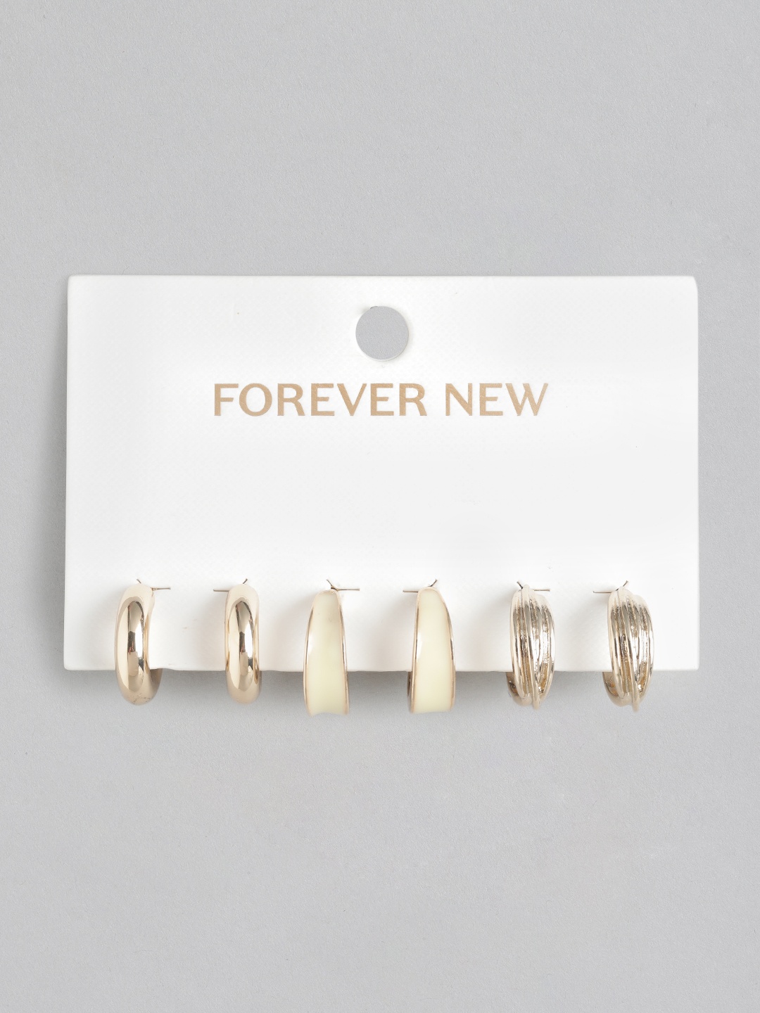

Forever New Set of 3 Gold Plated Classic Half Hoop Earrings