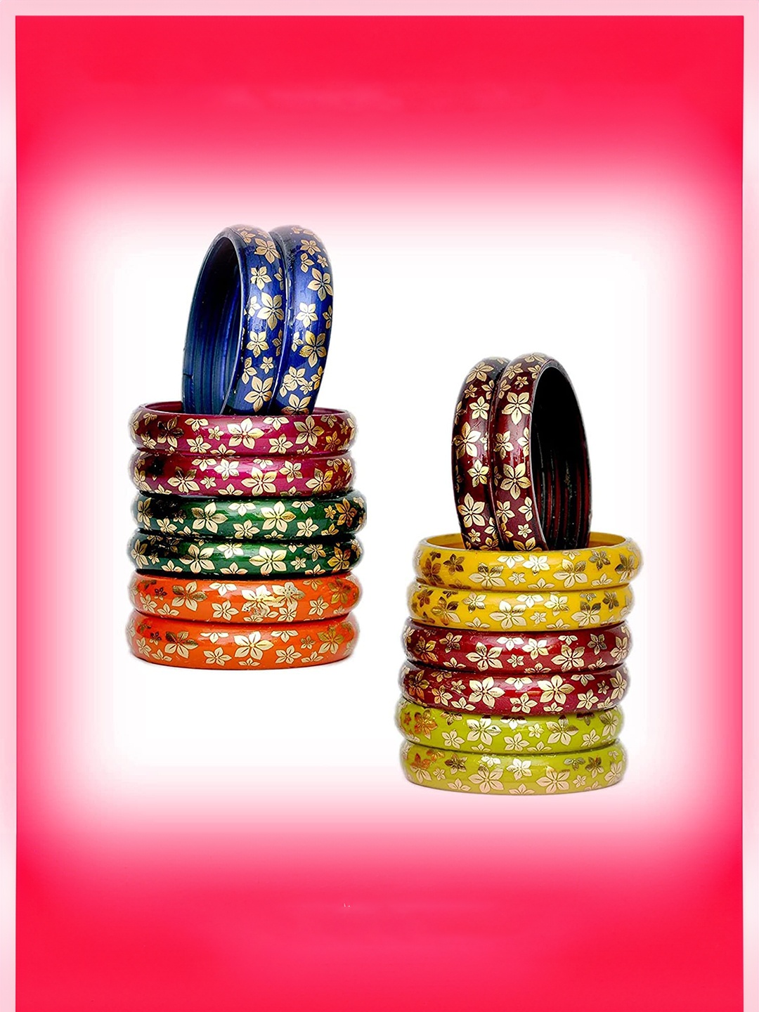 

ZULKA Set 16 Floral Printed Kada Bangles, Multi