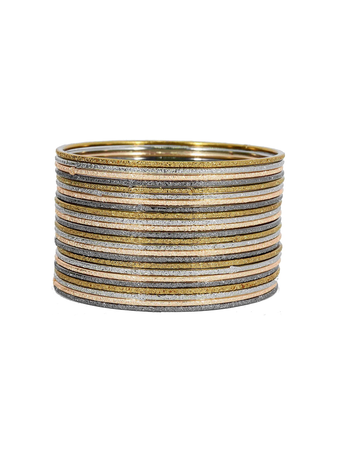 

ZULKA Set Of 24 Metal Base & Textured Finished Bangles, Multi