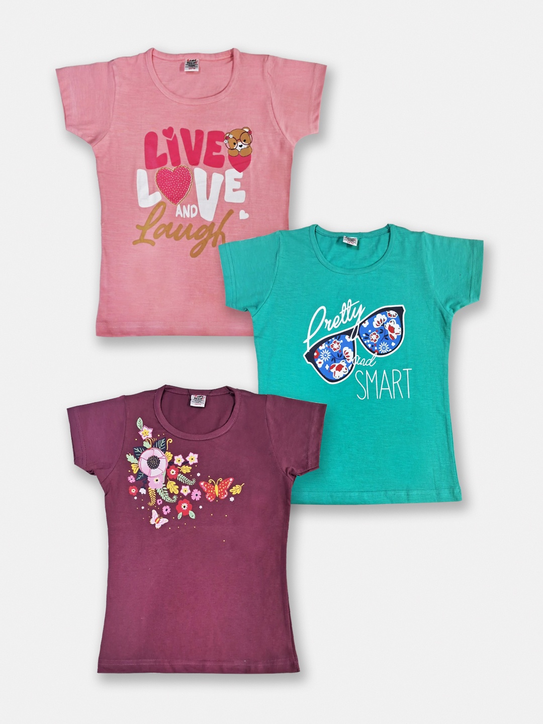 

Here&Now X Game Begins Girls Pack Of 3 Assorted Printed Pure Cotton T-shirts